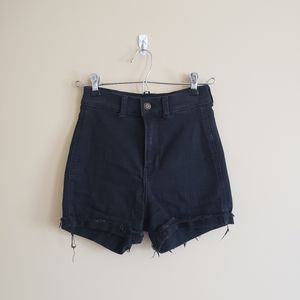 Hollister Black High Waisted Cuffed Shorts